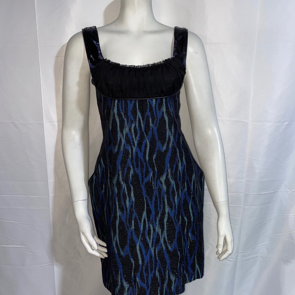 Matthew Williamson Mini Sleeveless Dress Leather Trimmed Black Purple